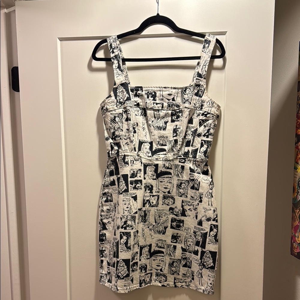 Reformation Black and White Sleeveless Mini Sundress